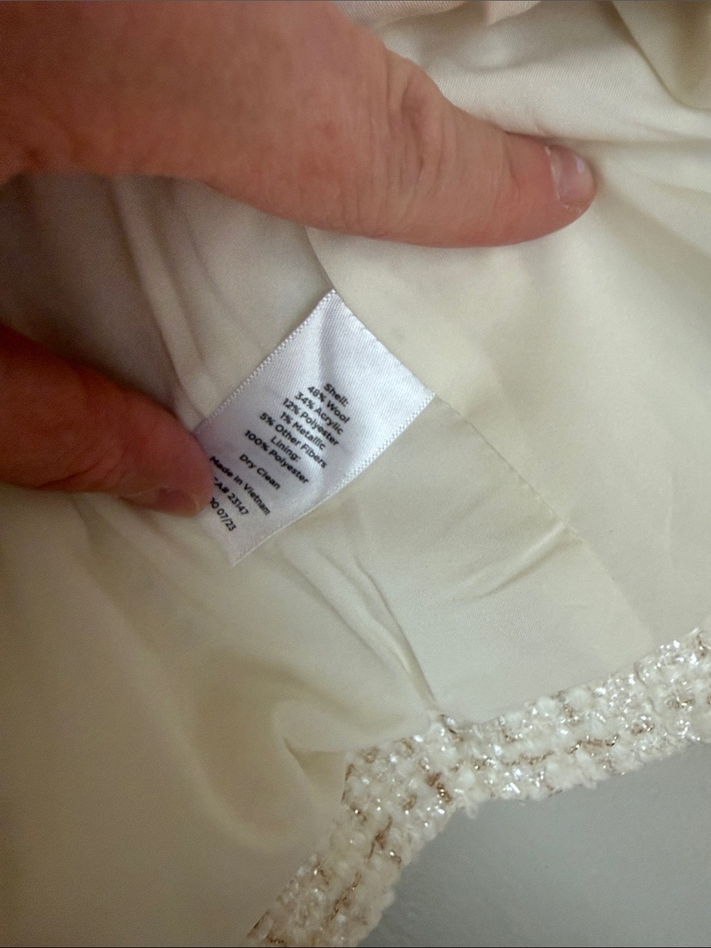 Talbots Cream Bouclé Double-Breasted Blazer with Gold Buttons 4P - Picture 5 of 6